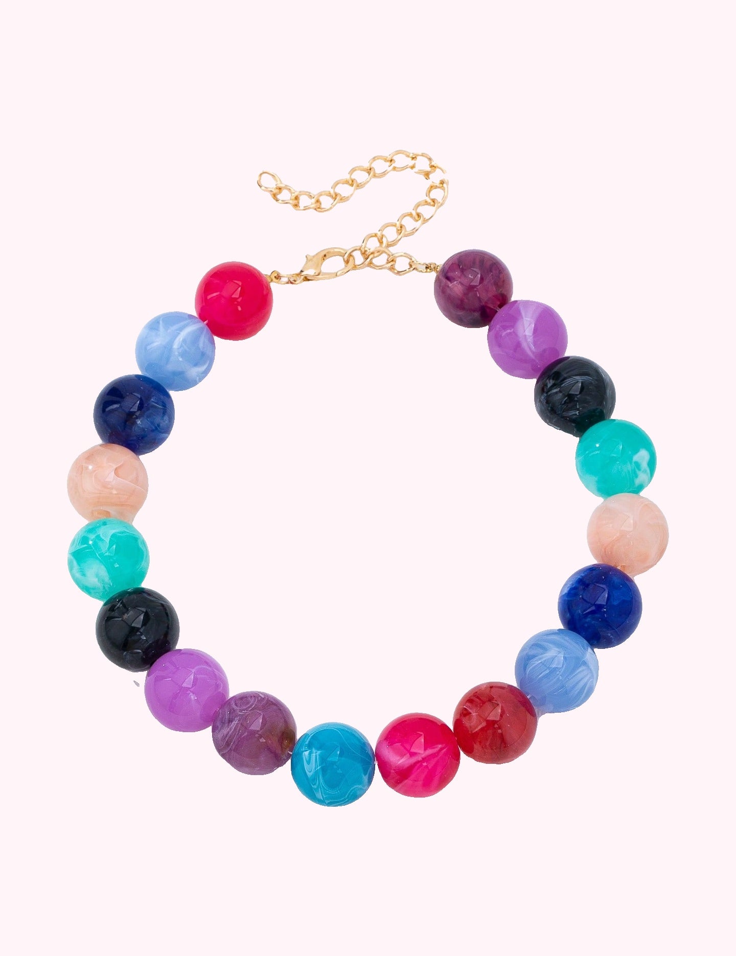 Purple & Blue Marbled Chunky Bead Necklace