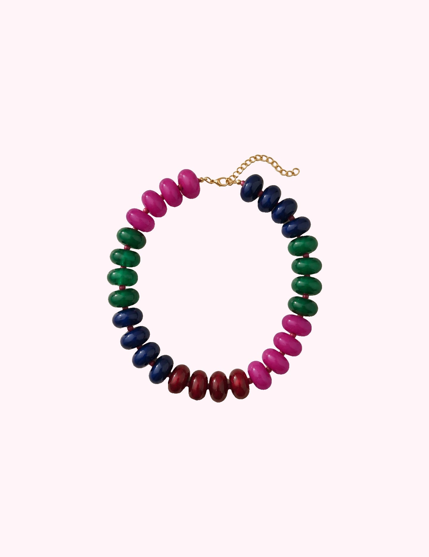 Pink & Green Colorblock Bead Necklace