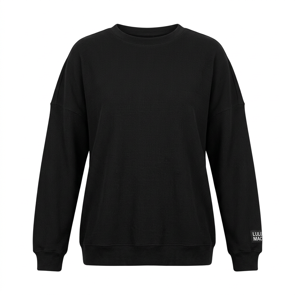 AI-assisted FASHN try-on of Black Longsleeve Waffle Top Lulu Mac on boutique owner.