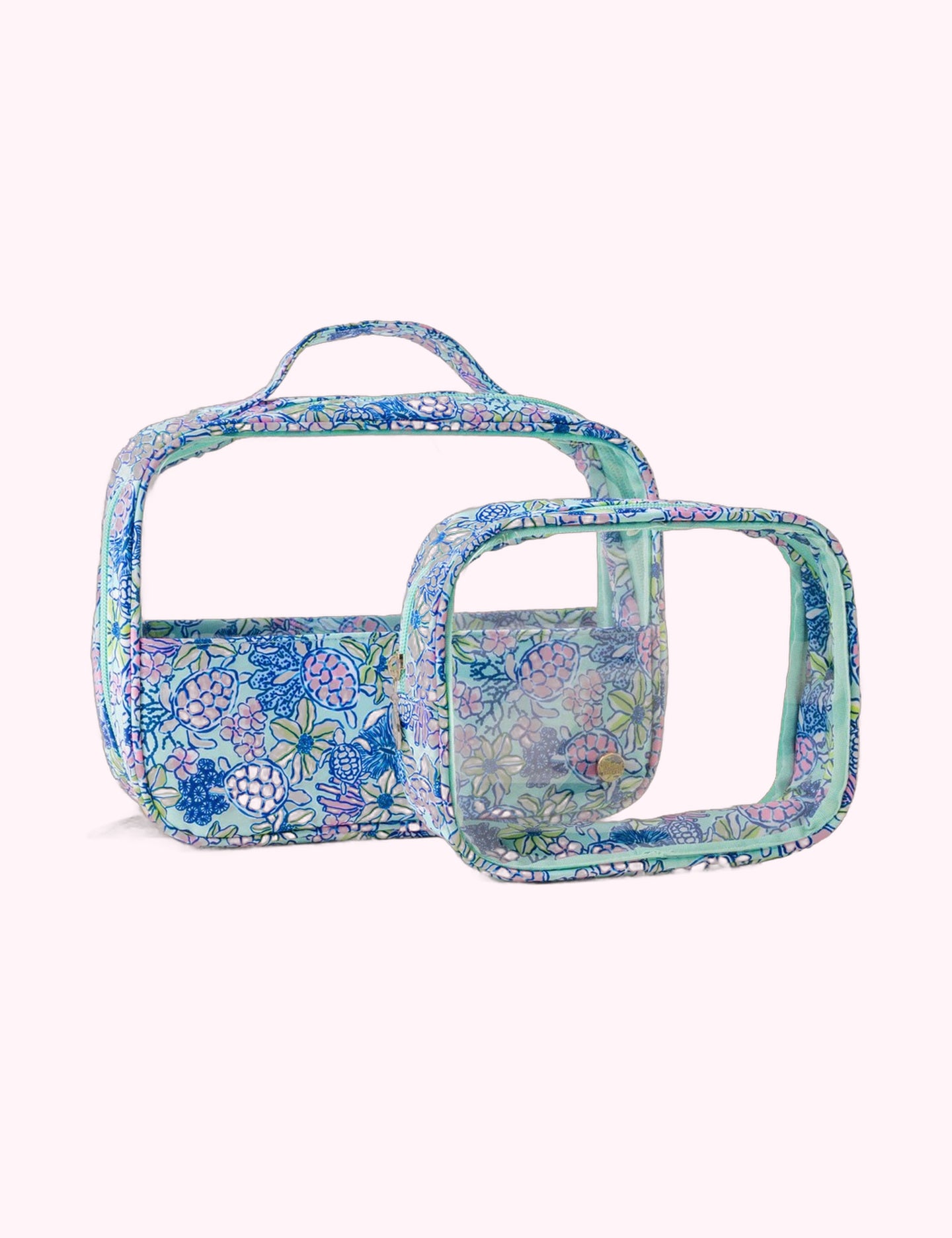 Ninety Nine Boutique super-pale pink accessory product photo: Clearly Chic Cosmetic Bag Set-Coastal Cove (October 2, 2026)