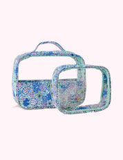 Ninety Nine Boutique super-pale pink accessory product photo: Clearly Chic Cosmetic Bag Set-Coastal Cove (October 2, 2026)