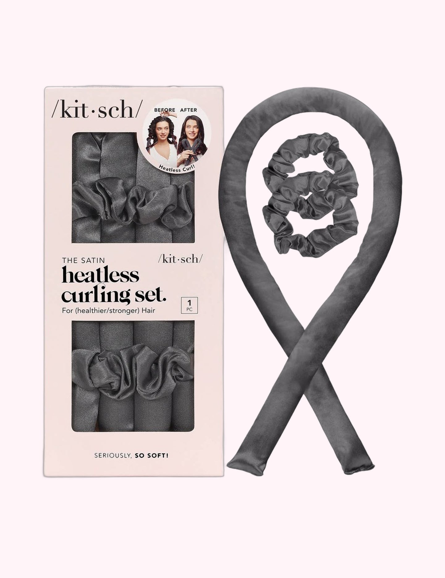 Ninety Nine Boutique super-pale pink accessory product photo: Charcoal Satin Heatless Curling Set (October 2, 2026)