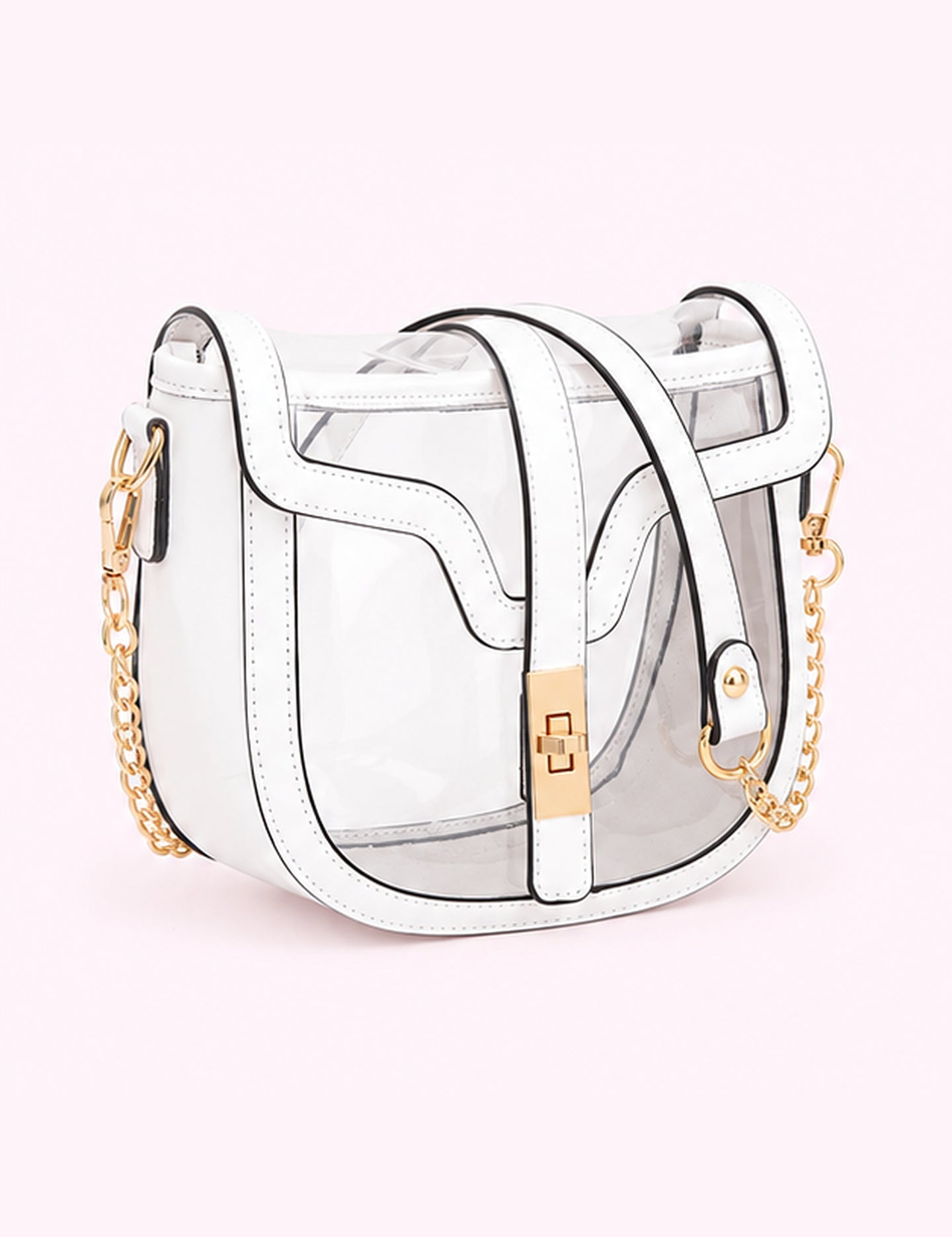 Ninety Nine Boutique super-pale pink accessory product photo: White Clear Saddle Bag (October 1, 2026)