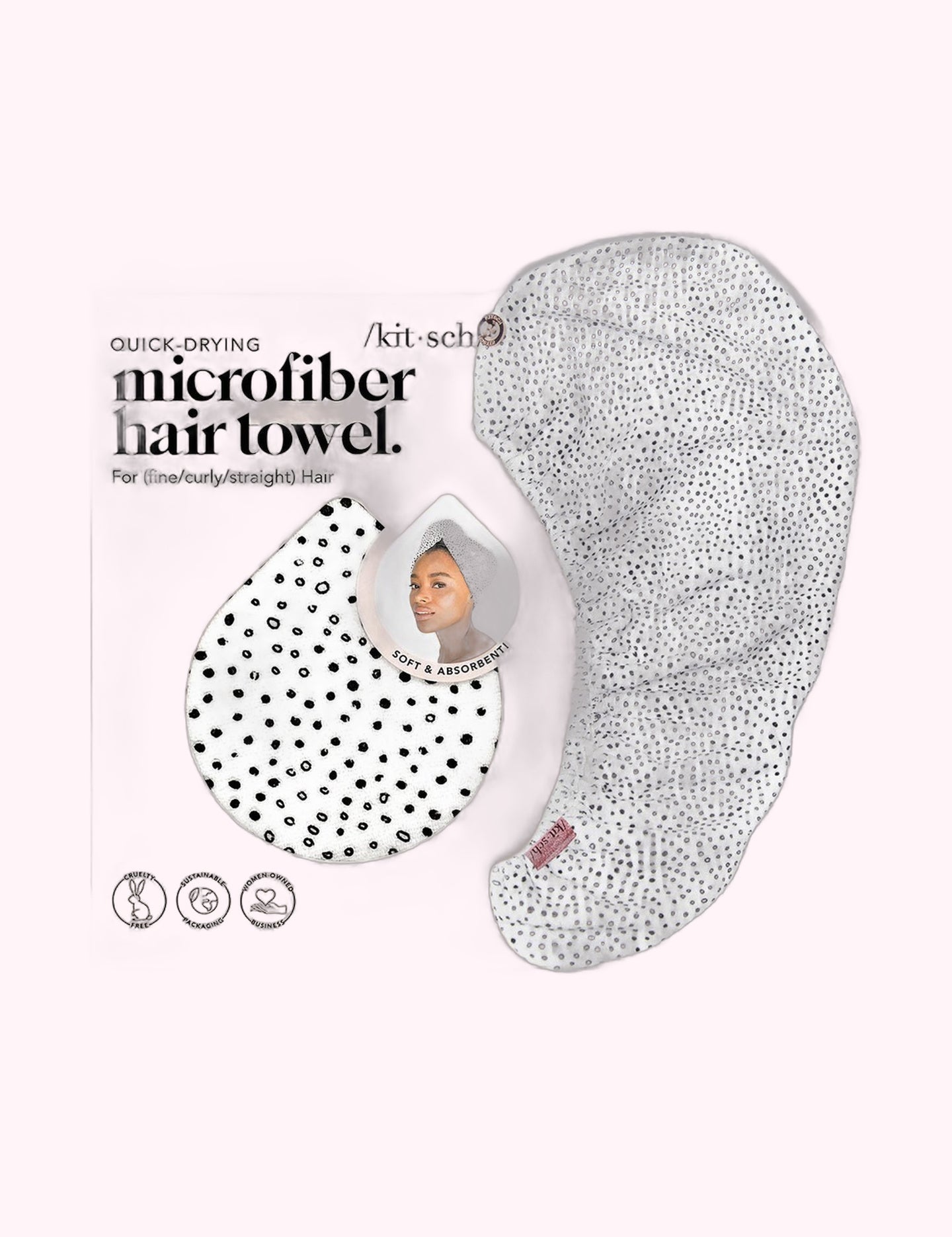 Ninety Nine Boutique super-pale pink accessory product photo: Quick Dry Hair Towel - Micro Dot (October 2, 2026)