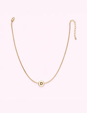 Ninety Nine Boutique super-pale pink accessory product photo: "D" ROUND SNAKE CHAIN INITIAL NECKLACE (October 1, 2026)