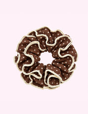 Ninety Nine Boutique super-pale pink accessory product photo: Brown & Cream Polka Dot Corset Scrunchie (October 1, 2026)