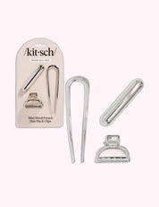 Ninety Nine Boutique super-pale pink accessory product photo: Mini Metal French Hair Pin & Clips 3pc Set - Silver (October 2, 2026)