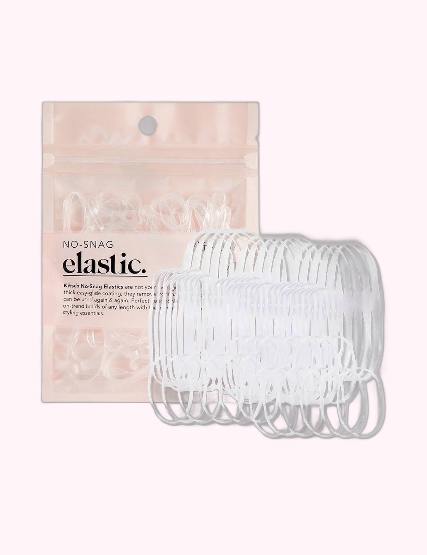 Ninety Nine Boutique super-pale pink accessory product photo: No-Snag Elastic 100 pc - Clear (October 2, 2026)