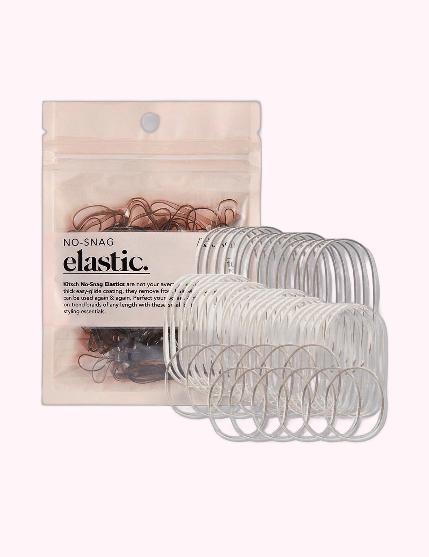 Ninety Nine Boutique super-pale pink accessory product photo: No-Snag Elastic 100pc - Brown (October 2, 2026)