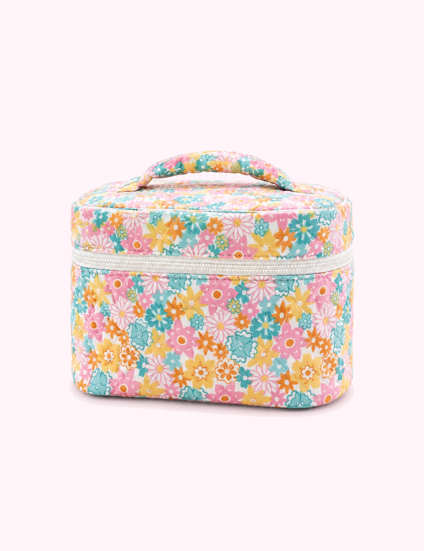 Ninety Nine Boutique super-pale pink accessory product photo: Spring Flowers Quilted Make Up Bag (October 2, 2026)