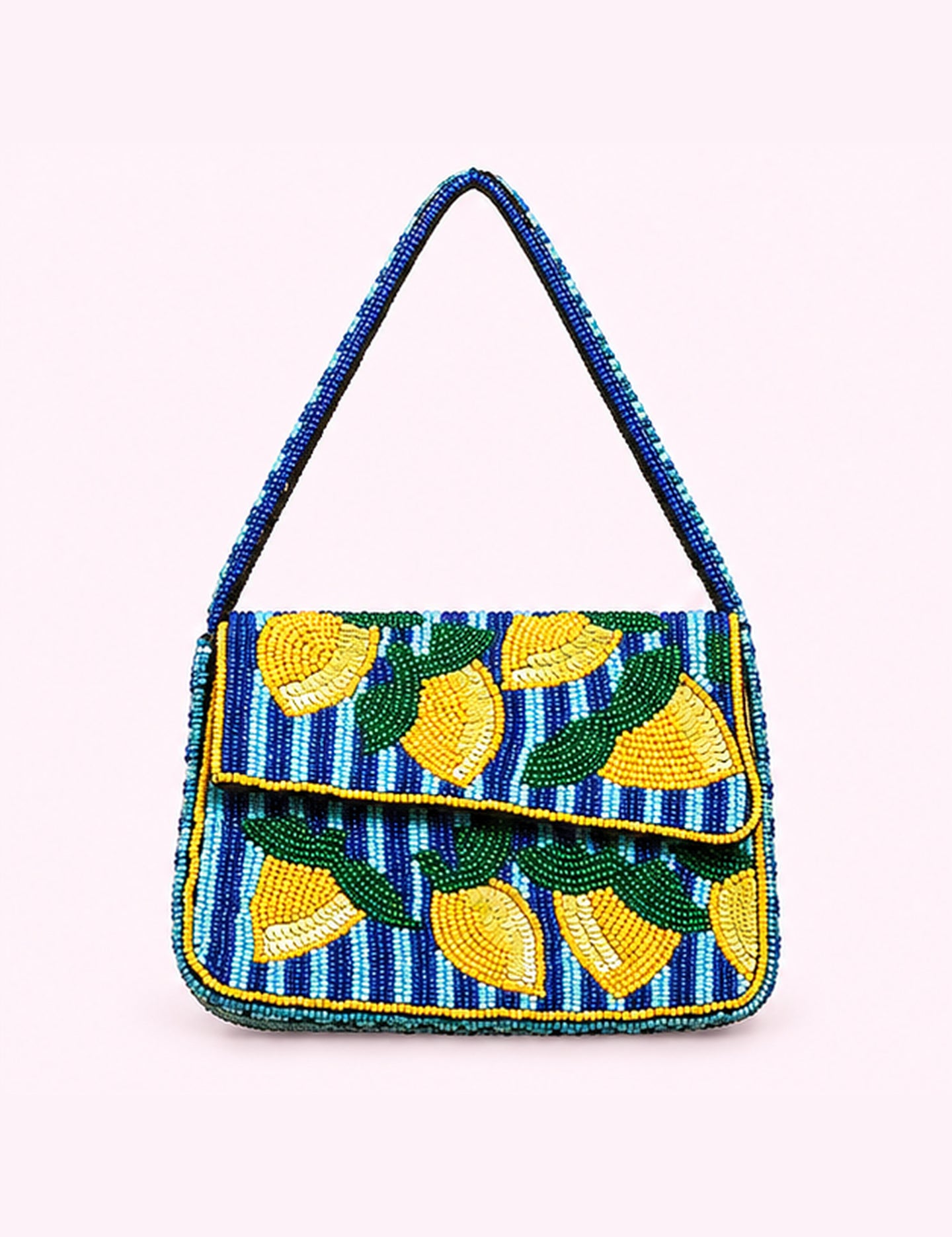 Ninety Nine Boutique super-pale pink accessory product photo: Blue Beaded Lemon Shoulder Bag (October 1, 2026)