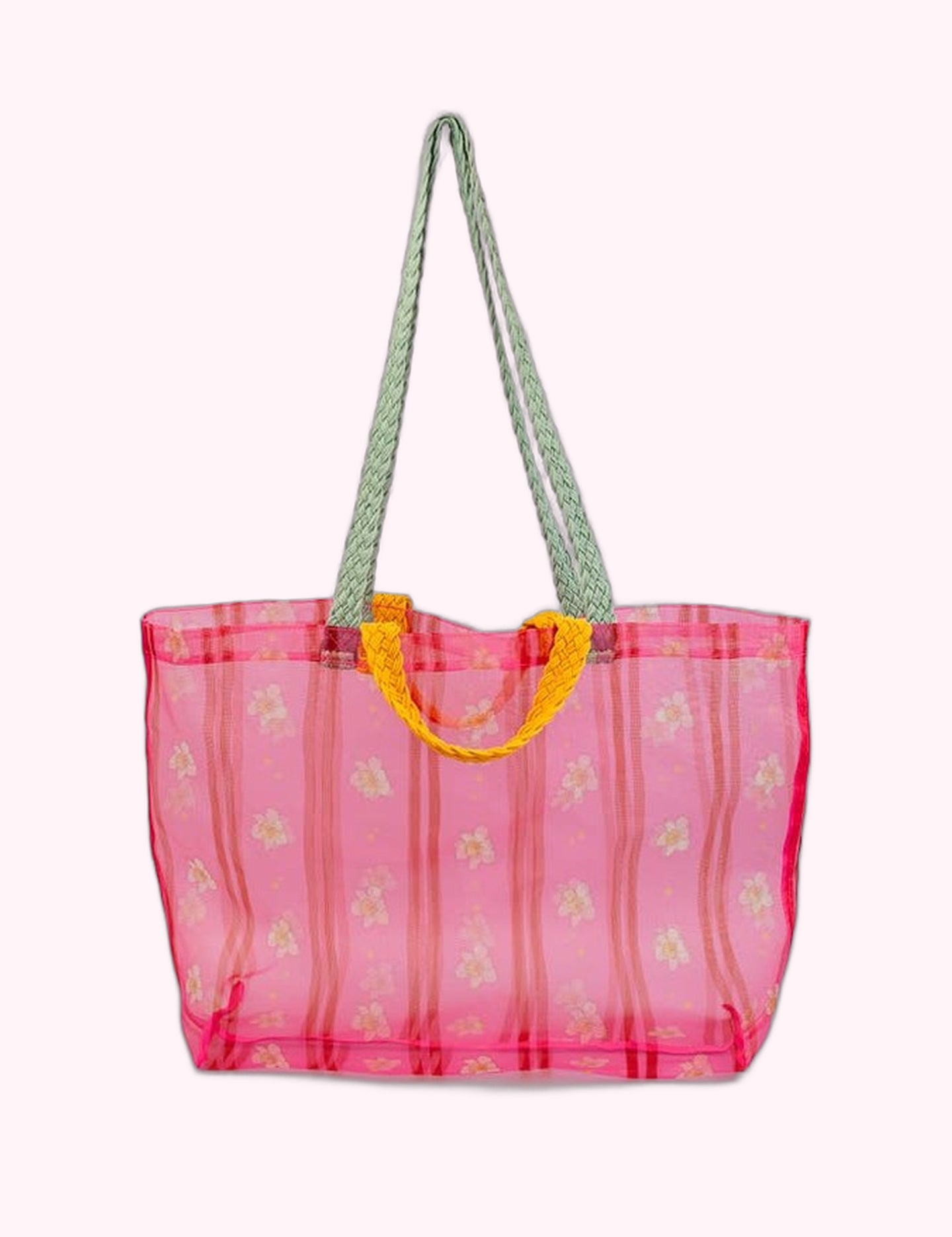 Ninety Nine Boutique super-pale pink accessory product photo: Mesh Market Bag, Floral Stripe (October 2, 2026)