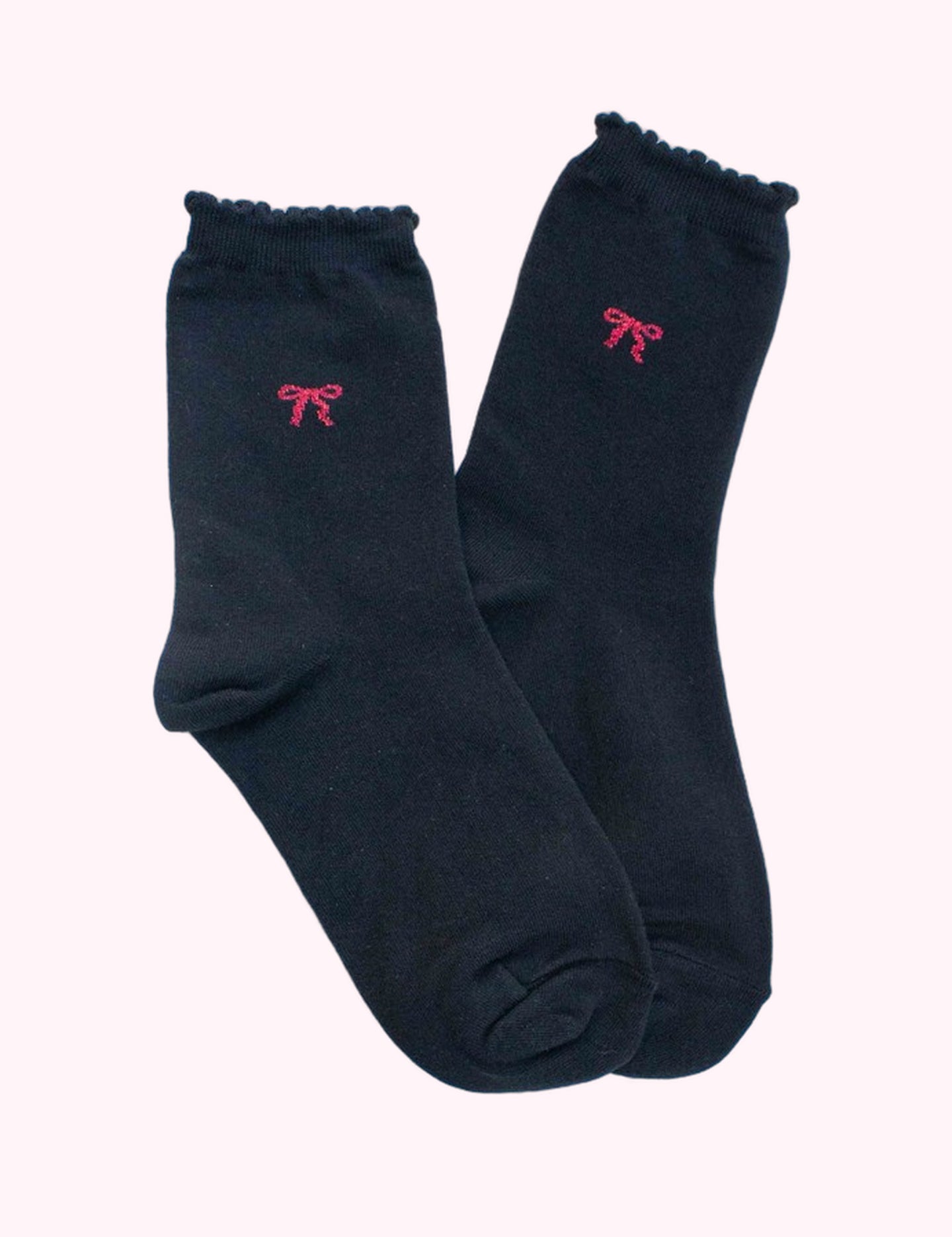 Ninety Nine Boutique super-pale pink accessory product photo: Black Women's Bow Accent Socks (October 2, 2026)