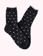 Ninety Nine Boutique super-pale pink accessory product photo: Black & White Heart Casual Socks (October 2, 2026)