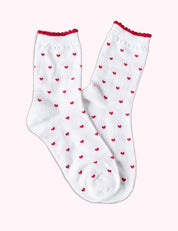 Ninety Nine Boutique super-pale pink accessory product photo: White & Red Heart Casual Socks (October 2, 2026)