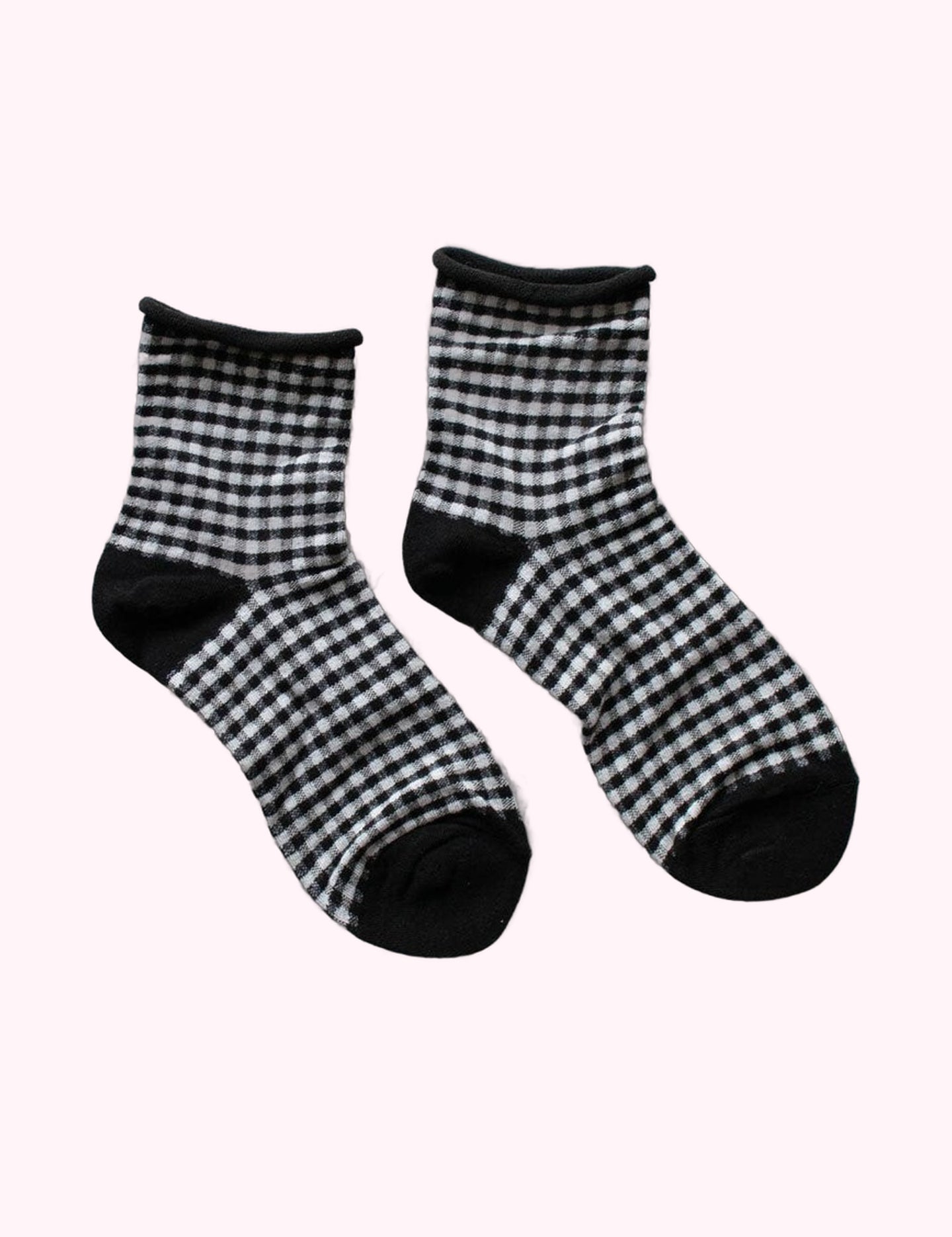 Ninety Nine Boutique super-pale pink accessory product photo: Black Picnic Mid Crew Socks (October 2, 2026)