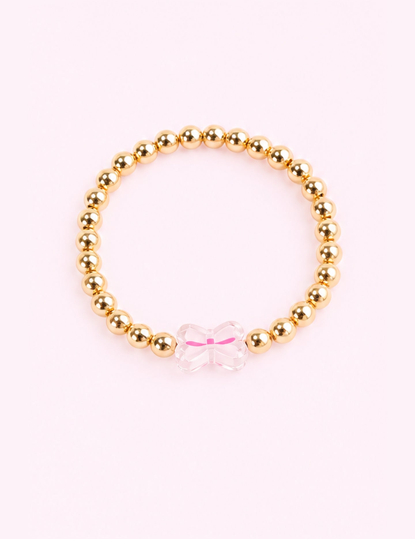Ninety Nine Boutique super-pale pink accessory product photo: Pink Bow BB Bead Bracelet (October 1, 2026)