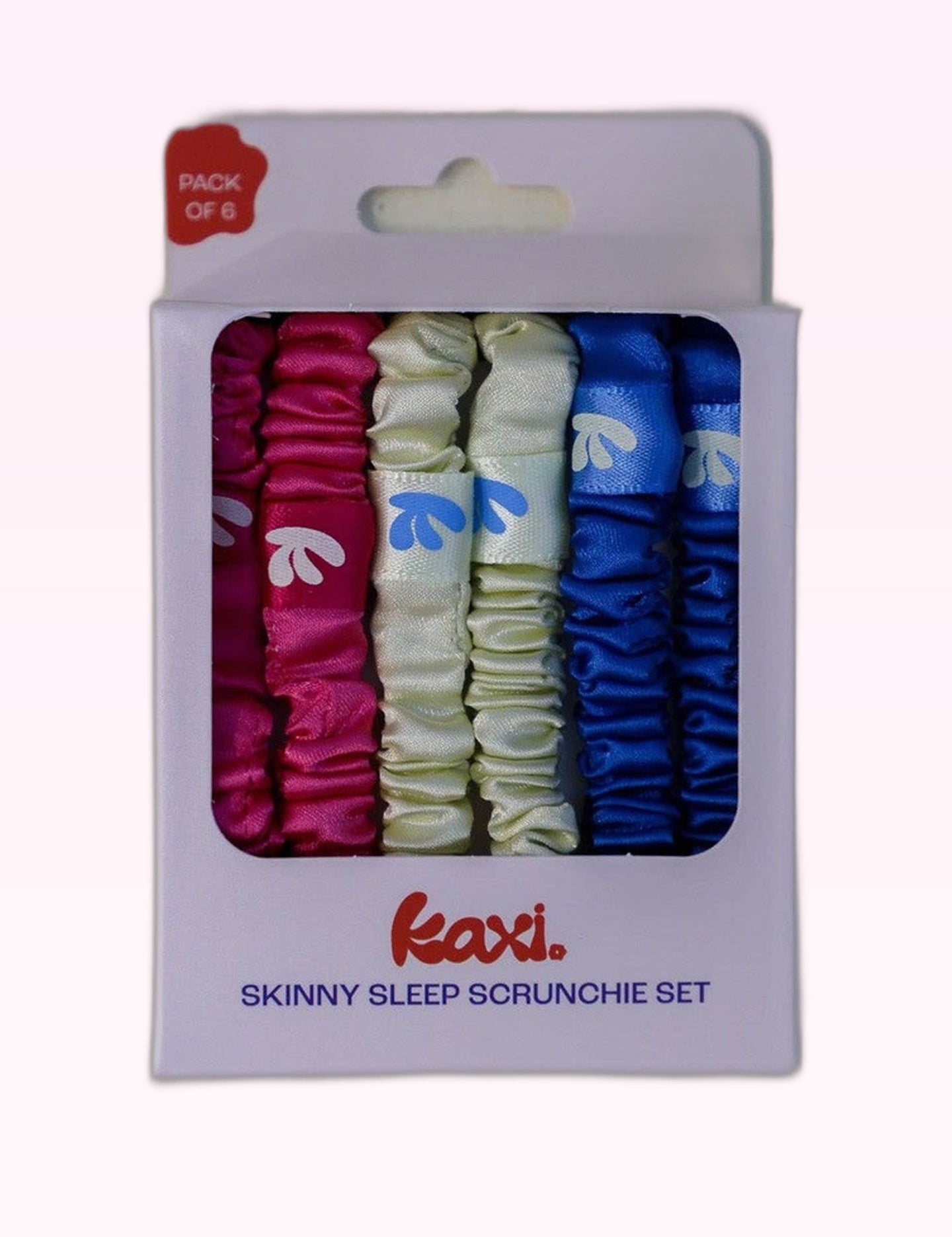 Ninety Nine Boutique super-pale pink accessory product photo: Skinny Satin Scrunchie Set (October 1, 2026)