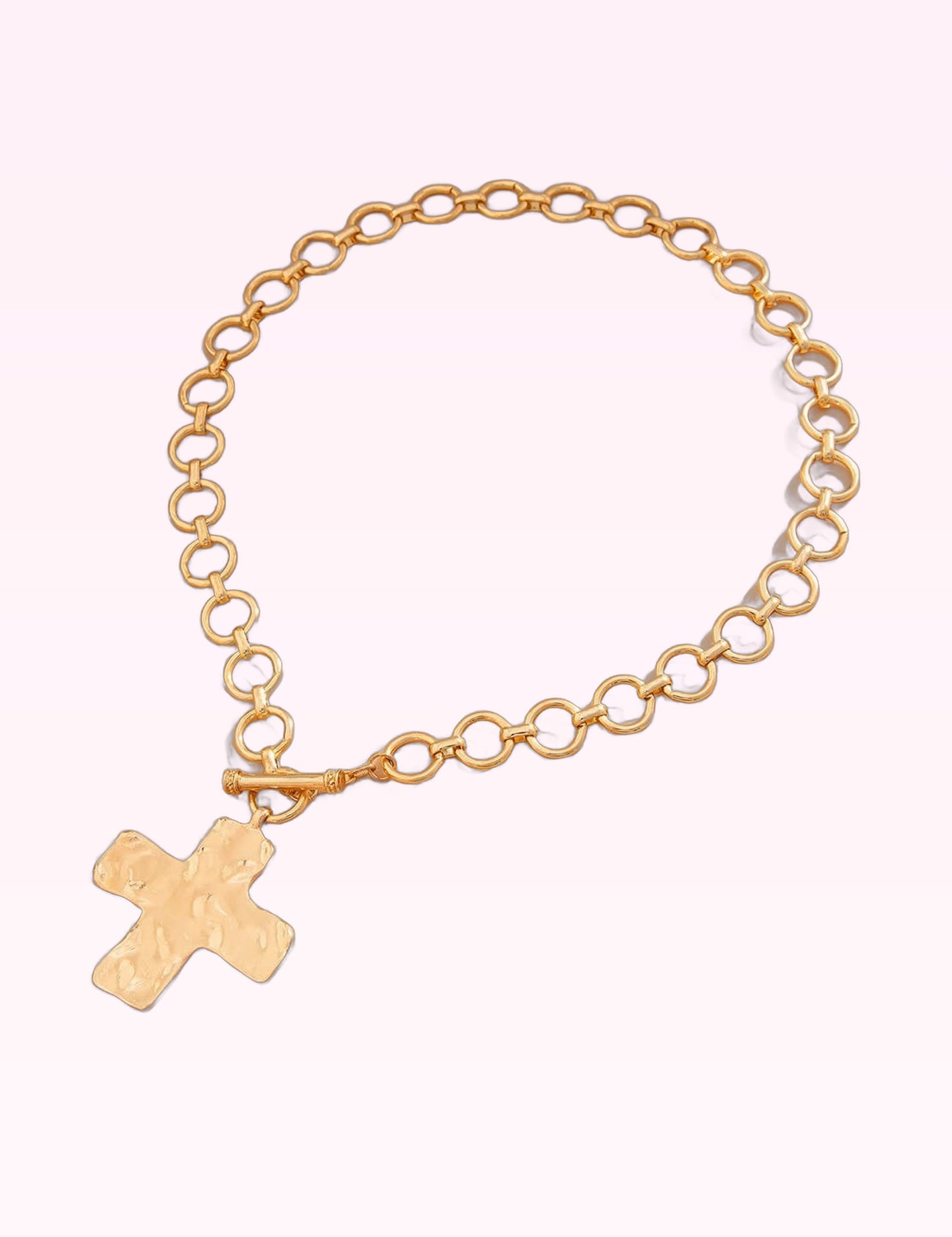 Ninety Nine Boutique super-pale pink accessory product photo: Notable Hammered Cross Necklace (October 1, 2026)