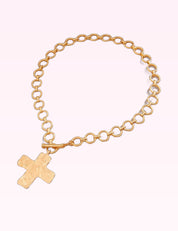 Ninety Nine Boutique super-pale pink accessory product photo: Notable Hammered Cross Necklace (October 1, 2026)