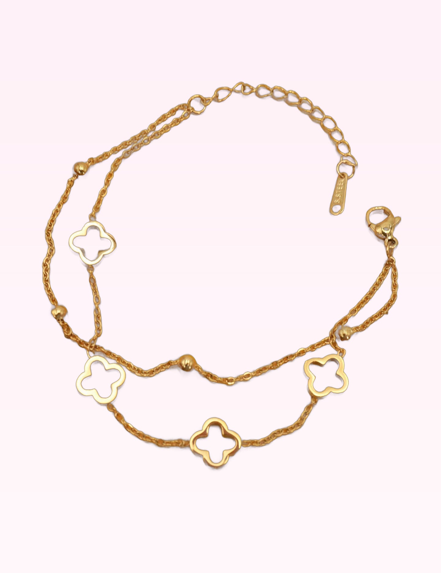 Ninety Nine Boutique super-pale pink accessory product photo: 18k Stainless Steel Clover Tarnish Free Bracelet (October 1, 2026)