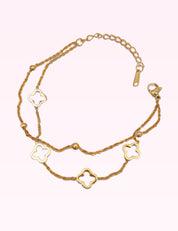 Ninety Nine Boutique super-pale pink accessory product photo: 18k Stainless Steel Clover Tarnish Free Bracelet (October 1, 2026)