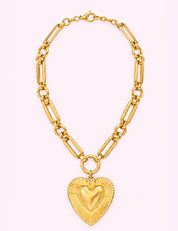 Ninety Nine Boutique super-pale pink accessory product photo: Etched Heart Chunky Chain Necklace (October 1, 2026)