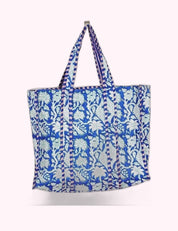 Ninety Nine Boutique super-pale pink accessory product photo: Blue & Green Bird  Reversible Quilted Tote Bag (October 2, 2026)