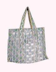 Ninety Nine Boutique super-pale pink accessory product photo: Green Floral Reversible Quilted Tote Bag (October 2, 2026)