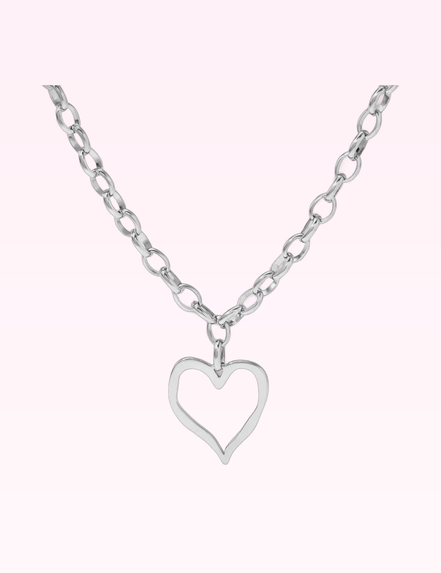 Ninety Nine Boutique super-pale pink accessory product photo: Silver 18K Stainless Steel Heart Necklace (October 1, 2026)