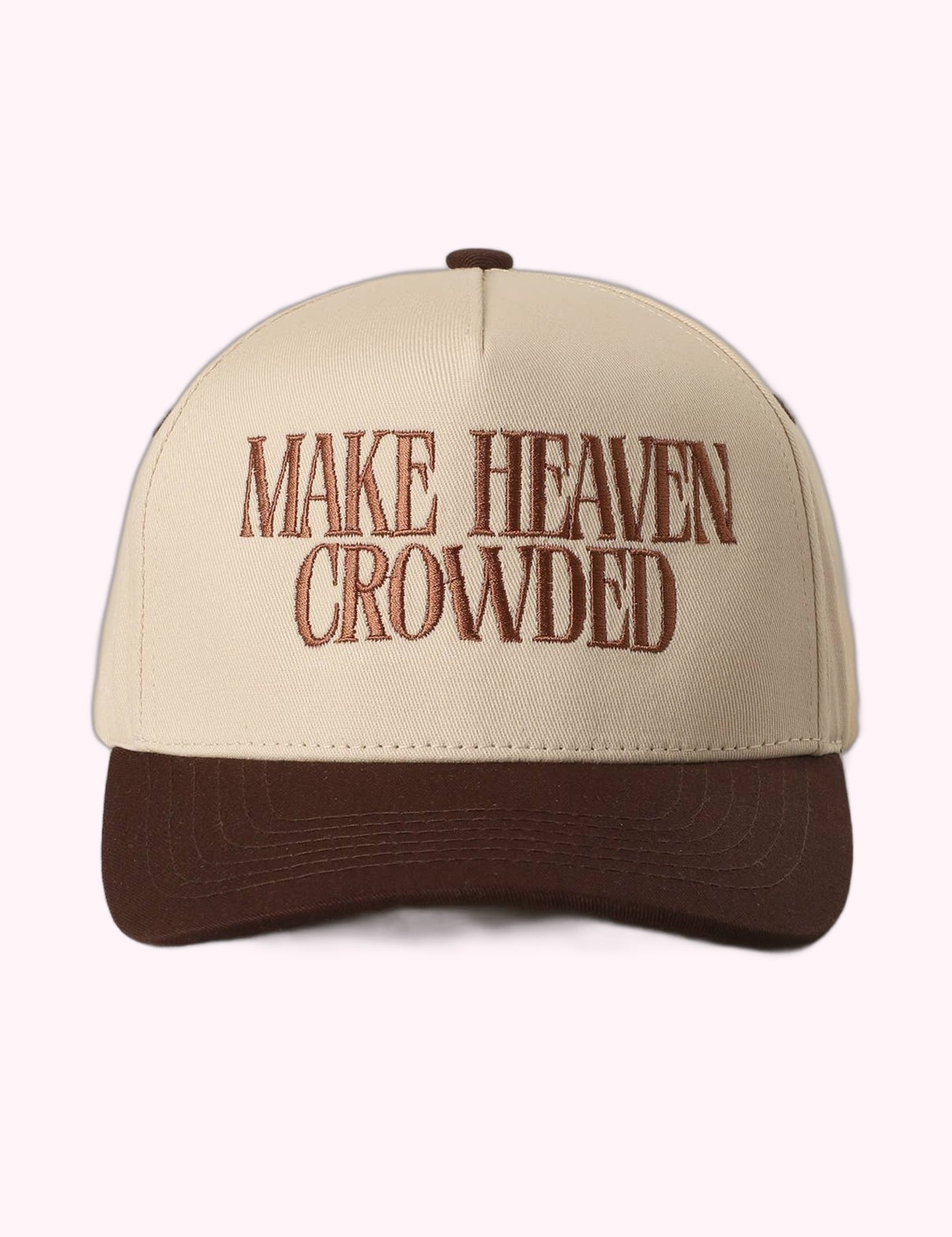 Ninety Nine Boutique super-pale pink accessory product photo: Brown Make Heaven Crowded Trucker Hat (October 2, 2026)