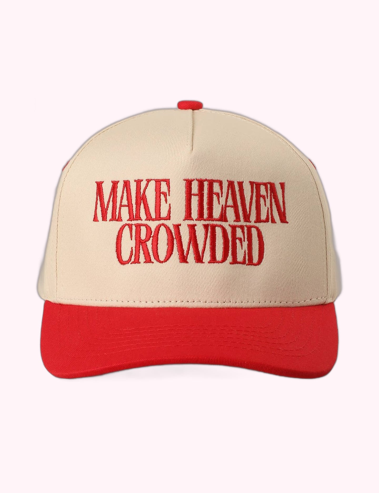 Ninety Nine Boutique super-pale pink accessory product photo: Red Make Heaven Crowded Trucker Hat (October 2, 2026)