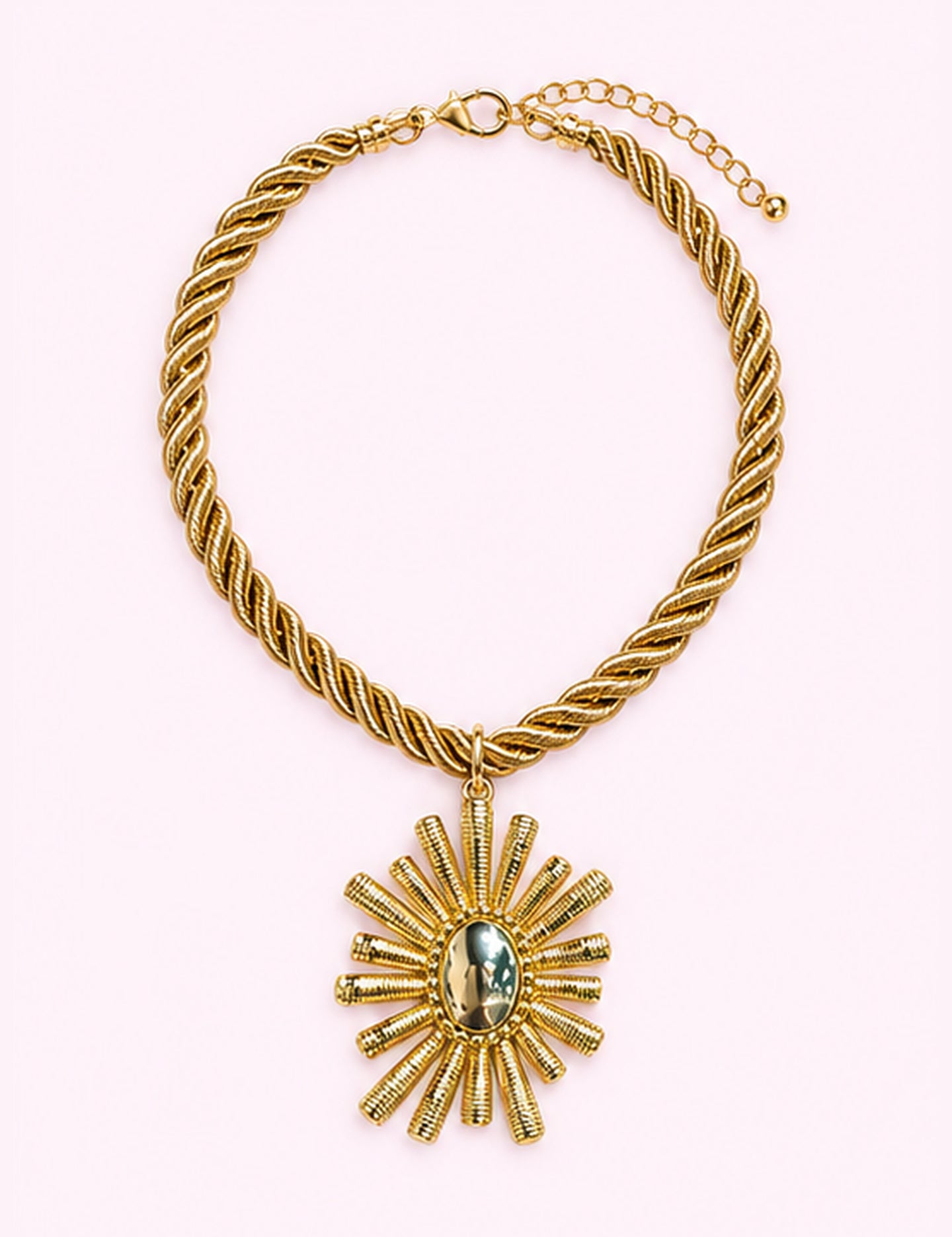 Ninety Nine Boutique super-pale pink accessory product photo: Flower Gold Rope Necklace (October 1, 2026)