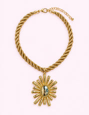 Ninety Nine Boutique super-pale pink accessory product photo: Flower Gold Rope Necklace (October 1, 2026)