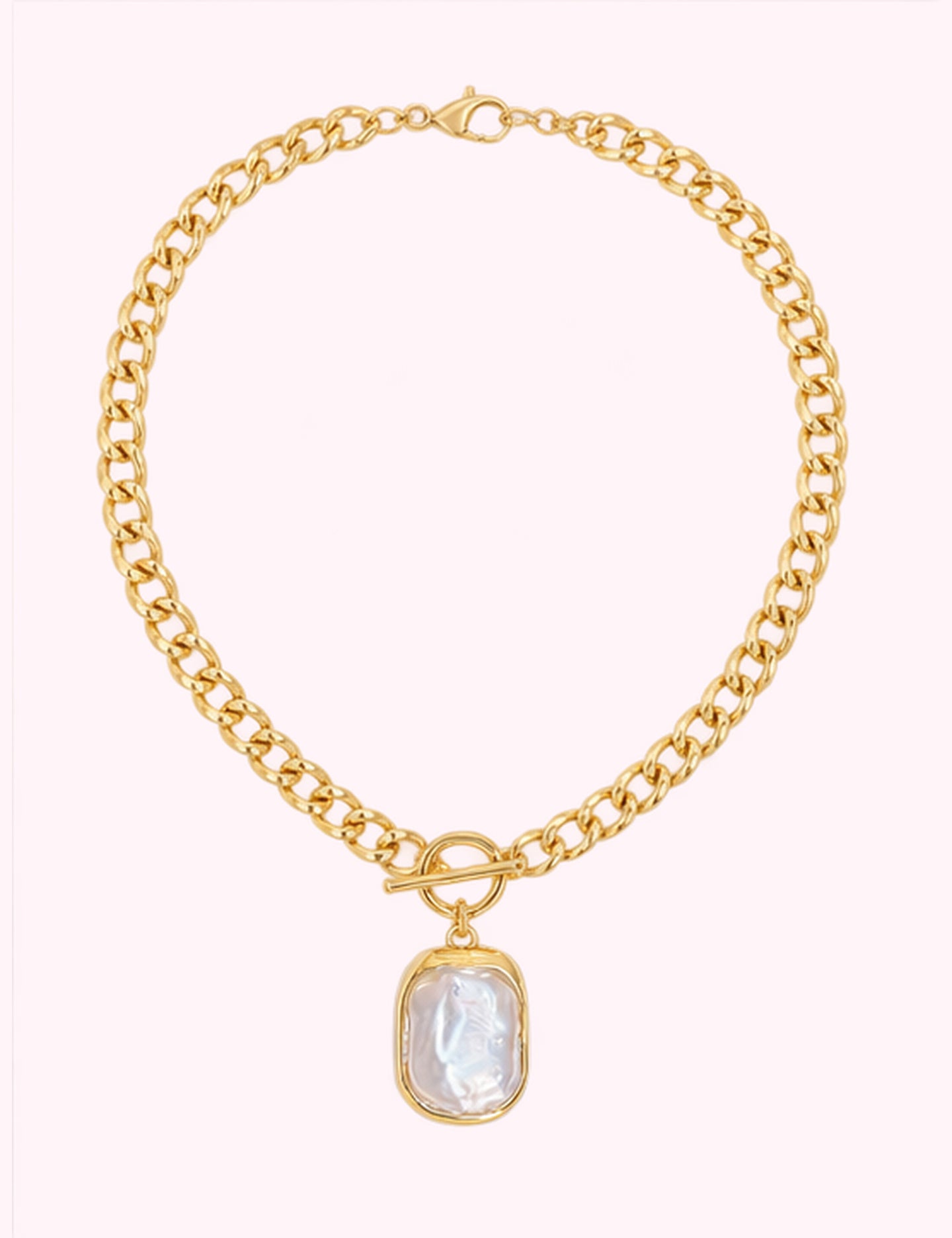 Ninety Nine Boutique super-pale pink accessory product photo: Gold Iris Pearl Necklace (October 1, 2026)