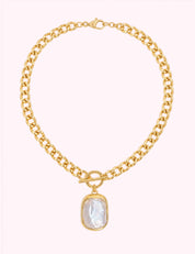 Ninety Nine Boutique super-pale pink accessory product photo: Gold Iris Pearl Necklace (October 1, 2026)