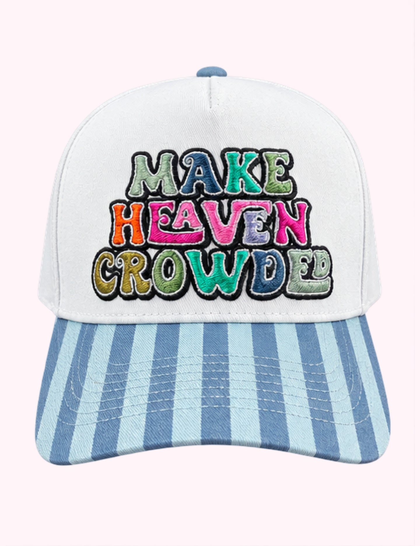Ninety Nine Boutique super-pale pink accessory product photo: Make heaven crowded trucker hat (October 1, 2026)