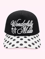 Ninety Nine Boutique super-pale pink accessory product photo: Black Polka Dot Wonderfully Made Hat (October 1, 2026)