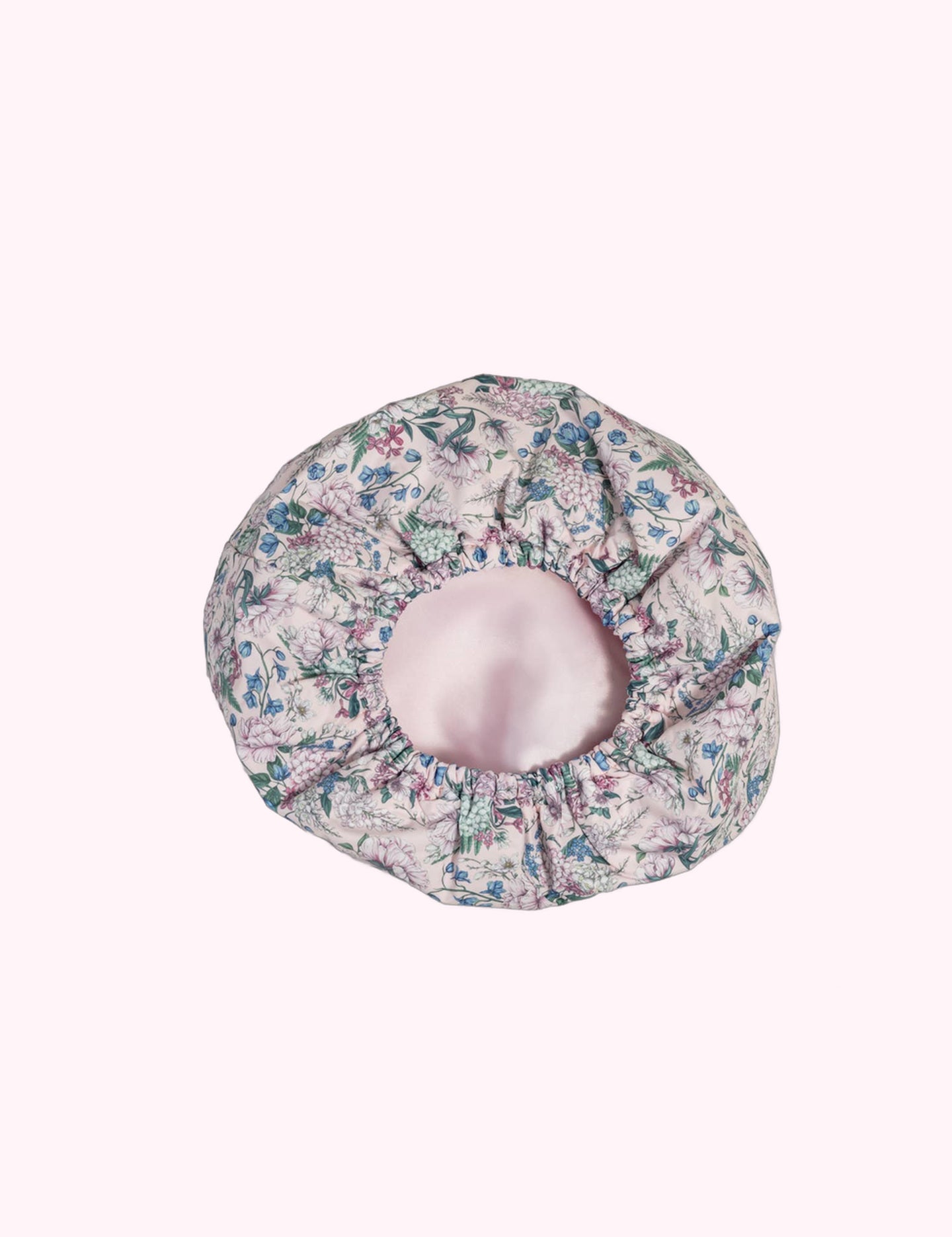 Ninety Nine Boutique super-pale pink accessory product photo: Bridgerton x Kitsch Satin-Lined Flexi Shower Cap in Wisteria (October 2, 2026)