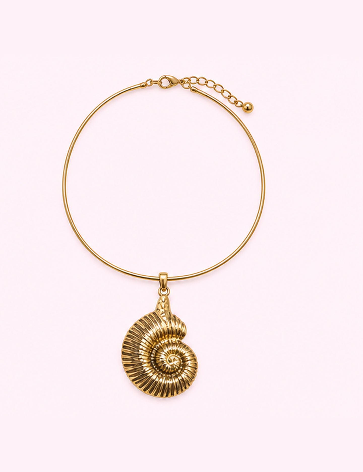 Ninety Nine Boutique super-pale pink accessory product photo: Vintage Gold Seashell Collar Necklace (October 1, 2026)