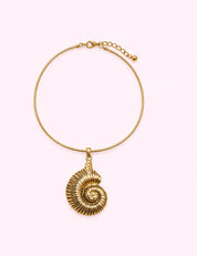 Ninety Nine Boutique super-pale pink accessory product photo: Vintage Gold Seashell Collar Necklace (October 1, 2026)