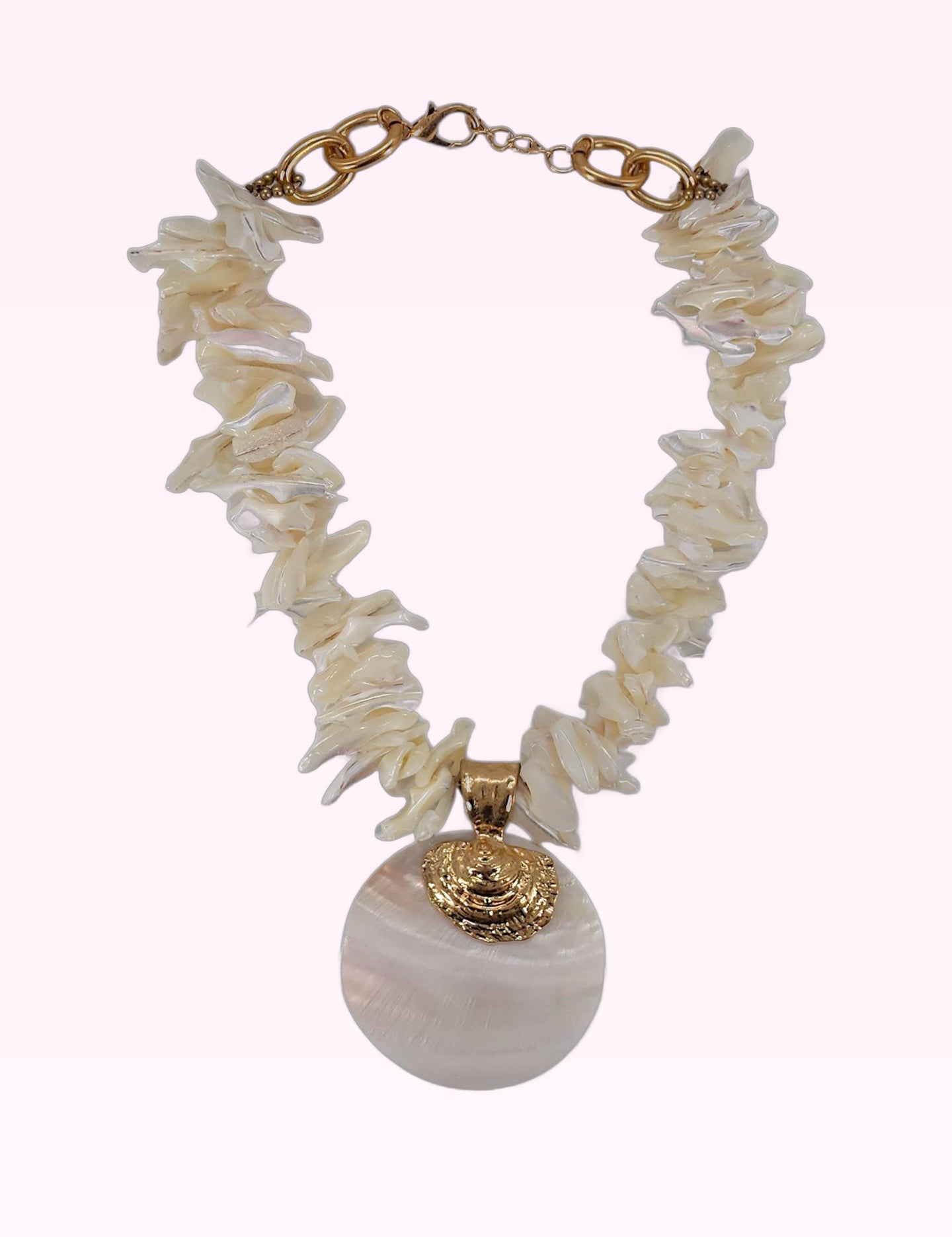 Ninety Nine Boutique super-pale pink accessory product photo: Chunky White Shell Necklace (October 1, 2026)