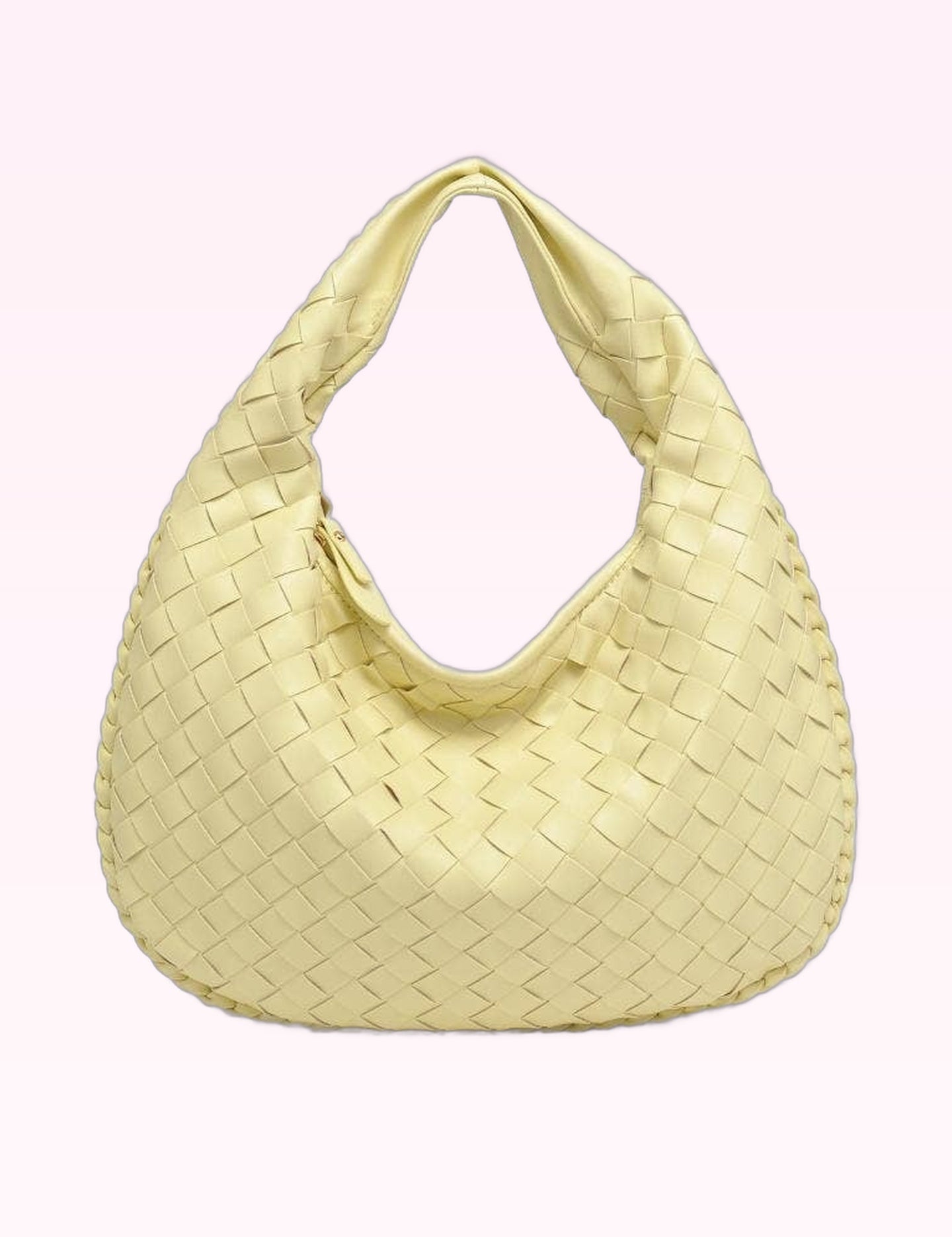 Ninety Nine Boutique super-pale pink accessory product photo: Yellow Wendy Woven Shoulder Bag (October 1, 2026)