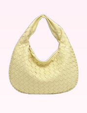 Ninety Nine Boutique super-pale pink accessory product photo: Yellow Wendy Woven Shoulder Bag (October 1, 2026)