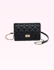 Ninety Nine Boutique super-pale pink accessory product photo: Black Winona Quilted  Multi-Compartment Crossbody (October 1, 2026)