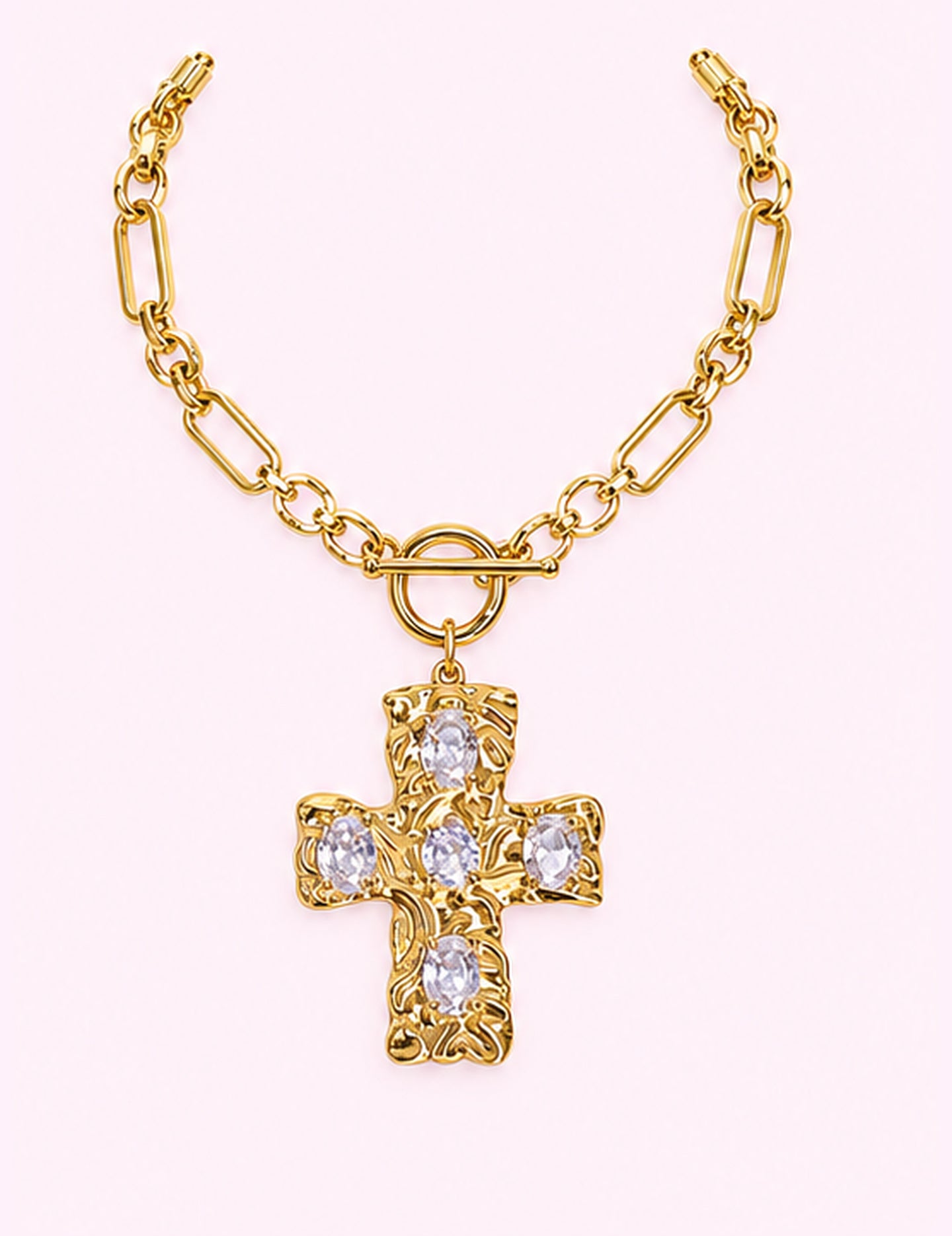 Ninety Nine Boutique super-pale pink accessory product photo: Chunky Cross Parker Necklace (October 1, 2026)