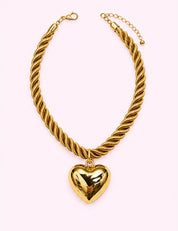 Ninety Nine Boutique super-pale pink accessory product photo: Puff Heart Gold Rope Necklace (October 1, 2026)