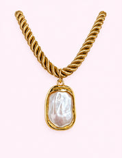Ninety Nine Boutique super-pale pink accessory product photo: Pearl Charm Gold Rope Necklace (October 1, 2026)