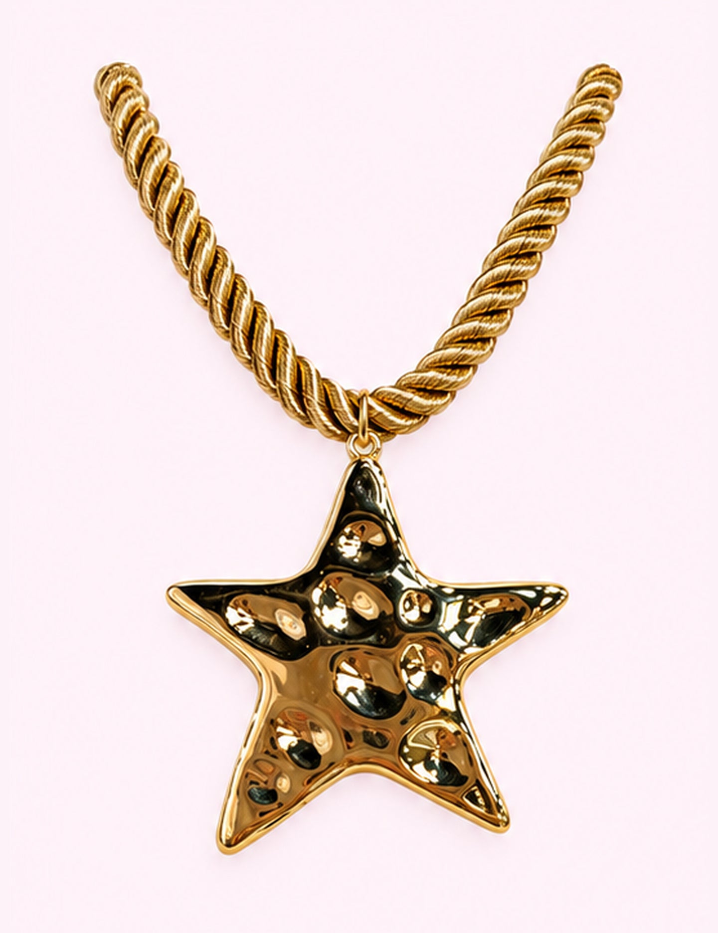 Ninety Nine Boutique super-pale pink accessory product photo: Star Gold Rope Necklace (October 1, 2026)