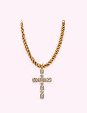Ninety Nine Boutique super-pale pink accessory product photo: CZ Cross Gold Rope Necklace (October 1, 2026)